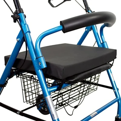 Afbeelding van Mobiclinic, Rollator kussen, Anti decubitus Europees merk, visco elastisch kussen voor rollator, bevestiging met klittenbandsluiting, PU overtrek, wasbaar, 45 x 33 4 cm, Zwart