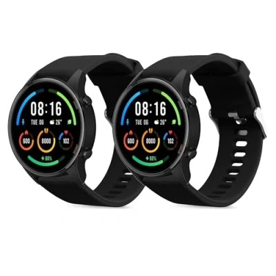Afbeelding van kwmobile 2x horlogebandjes geschikt voor Xiaomi Mi Watch / Color Sport bandje Smartwatch bandjes van TPU Activity tracker horloge band in zwart