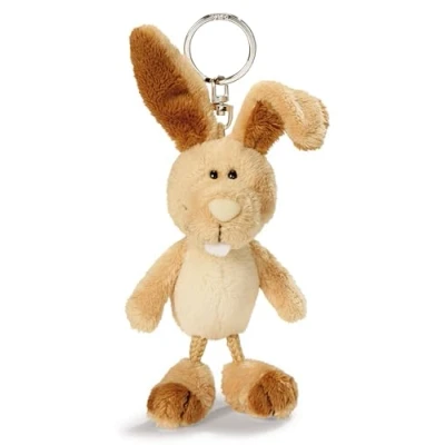 Afbeelding van Sleutelhouder konijn 10cm bruin Metgezel knuffeldierhanger met sleutelring sleutelhanger voor sleutelkoord, tas, rugzak en meer