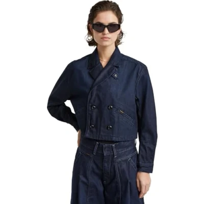 Afbeelding van G STAR Cropped Peacoat Jacket Spijkerjas, Dames, Maat: Large, Worn in deep frisian night