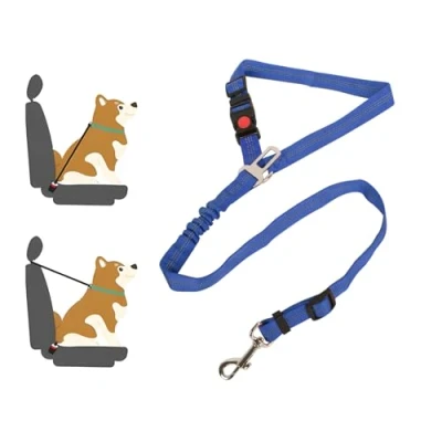 Afbeelding van Lollanda Veiligheidsgordel voor de auto, hondenriem autostoelen met reflecterende strepen en buffertouwen, verstelbare grote, middelgrote kleine honden (donkerblauw)