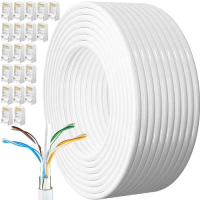 Afbeelding van Internet Kabel 100 Meter Cat 6 Afgeschermd Buiten Bulk Ethernetkabel Extra Lange Netwerkkabel Installeren Waterdicht Weerbestendig Hoge Snelheid FTP 23awg Gigabit Netwerklijn Internetdraadkabel
