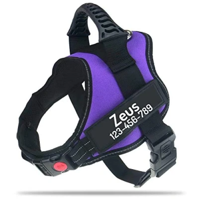 Afbeelding van PawPawify Gepersonaliseerd No Pull hondenharnas met aangepaste naam en telefoonnummer door , Heavy Duty huisdier vest om te voorkomen dat trekken, trekken of stikken, trainen lopen M Borst 24 31 inch