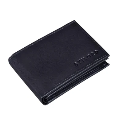 Afbeelding van STILORD &#039;Lincoln&#039; mini portemonnee RFID leer heren klein NFC Protector kleine echt in geschenkdoos klein, Kleur:zwart