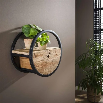 Afbeelding van Hoyz Wandschap Circular Ø40 Met Lade Hout
