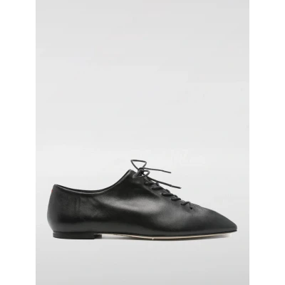 Afbeelding van Lace Up Leather Shoes with Pointed Toe and Flat Heel Wo Black