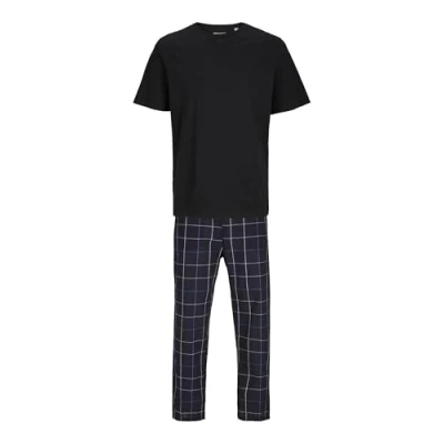 Afbeelding van Jack &amp; Jones Giftbox Pyjama, Heren, Maat: Medium, Black pack pants navy check