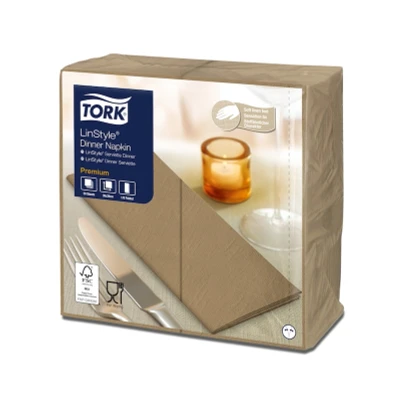 Afbeelding van Tork LinStyle Dinnerservet 39x39cm 1/8 vouw Biscuit 478167