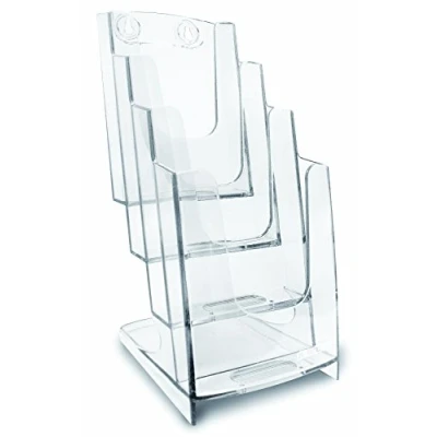 Afbeelding van ARDA Wand tijdschriftenrek met 4 vakken Formaat 1/3 A4, capaciteit 800 vellen van 80gr Transparant display