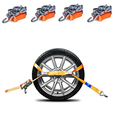 Afbeelding van 4 x spanbanden voor autotransport, 3.000 daN, kg, 3 meter, DIN EN 12195 2, sjorband wielbeveiliging op aanhanger, auto, quads, bestelwagen