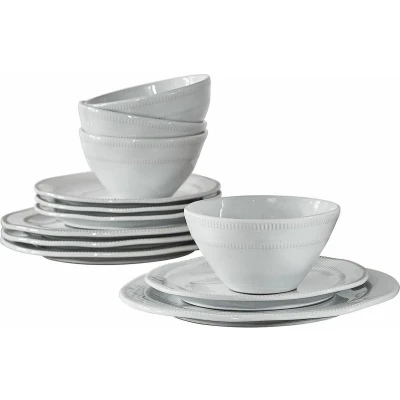 Afbeelding van LOBERON Servies set van 12 Alentejo wit