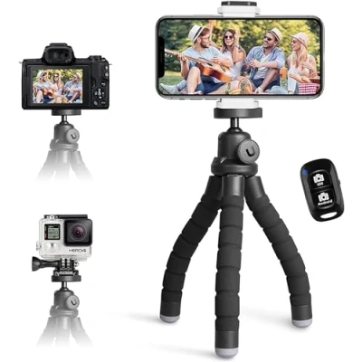 Afbeelding van UBeesize Mobiele Telefoon Statief Selfiestick, Houder met Afstandsbediening, Flexibel Mini Klein voor iPhone Android Smartphones Camera