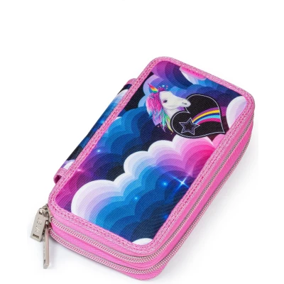 Afbeelding van JEVA Etui Twozip Unicorn Heaven Gevulde met Eenhoorn print