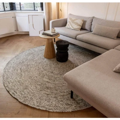 Afbeelding van Interieur05 Rond wollen vloerkleed Gapo grijs gemeleerd 180 Ã ̃
