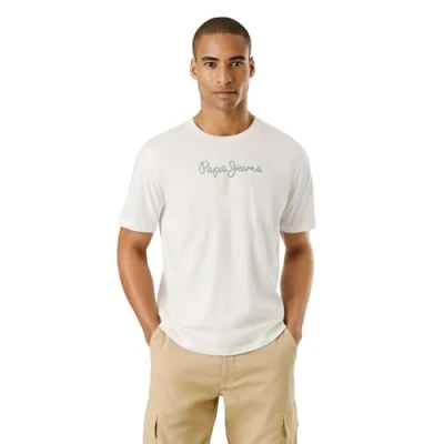 Afbeelding van Pepe Jeans Heren EGGO N T shirt, Wit (gebroken wit), S, S