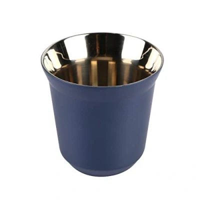 Afbeelding van Dianoo Koffiekopje Espresso Mokken Roestvrij Staal Dubbele Thermisch Geïsoleerde Capsule Donkerblauw