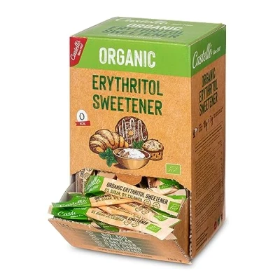 Afbeelding van Zoetstof Erythritol Bio Ecologische 144 zakjes van 5g Natuurlijke Suikervervanger Keto en Paleo 0 Glycemische Index Calorieën Netto Koolhydraten Geen GMO Castello since 1907 720g