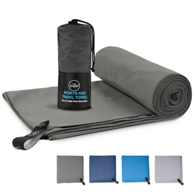 Afbeelding van Cozita Microvezel handdoek, superzacht en extreem absorberend, sneldrogend, machinewasbaar, multifunctionele reishanddoek, gymhanddoek, strandhanddoek, badhanddoek 70 x 140 cm