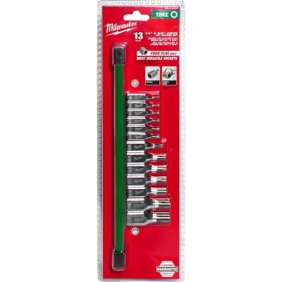 Afbeelding van Milwaukee 1/4 en 3/8 aandrijving Torx bit dopsleutelset (13 delig) 4932480565