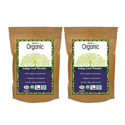 Afbeelding van Radico 100% Organic INDIGO Natuurlijke BIO Care Haarverf Zonder Ammoniak Ammonia PPD PTD Peroxide Waterstofperoxide met ECOCERT 100g