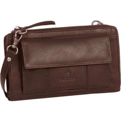 Afbeelding van MUSTANG Leren Portemonnee Schoudertas Salamanca Tome Wallet Bag Brown Bruine
