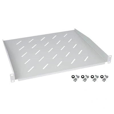 Afbeelding van HMF 65499 plank voor serverkast 19 inch 1 HE 400 mm diepte lichtgrijs
