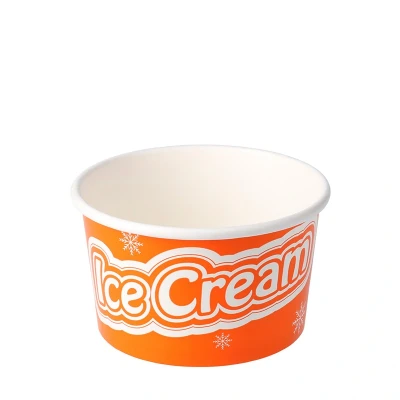Afbeelding van IJsbeker karton per streng 240ml 8oz IceCream middel oranje