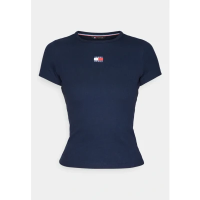 Afbeelding van Tommy Jeans SLIM Badge TEE Tshirt basic, Dames, Maat: 32, Dark night navy