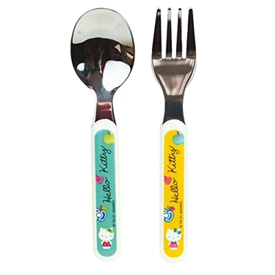 Afbeelding van Fun House 005990 Hello Kitty bestekset, roestvrij staal, met vork en lepel, hoogte 13,5 x lengte 3 cm, voor kinderen