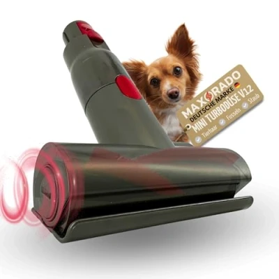 Afbeelding van Maxorado Mini turboborstel voor uw stofzuiger geschikt Dyson V12, Detect, Slim, Absolute, Origin elektrische turbine borstel vloerzuigmond tegen stof en dierenhaar bekledingsopzetstuk turbo matrasmondstuk stoelen, bed meer