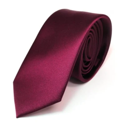 Afbeelding van TigerTie Herenstropdas smalle satijnen stropdas van 6 cm in effen design, ideaal voor zakelijke afspraken, feestelijke gelegenheden en vrije tijd, Rood bordeaux, Krawattengröße: ca. Länge 150 cm,