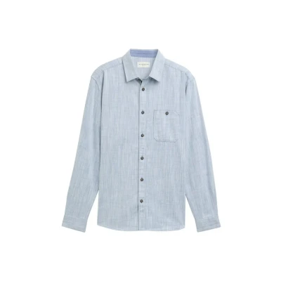 Afbeelding van TOM Tailor Overhemd, Heren, Maat: XXL, White blue twill structure