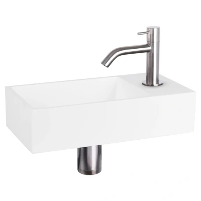 Afbeelding van Differnz solid fonteinset surface kraan gebogen mat chroom