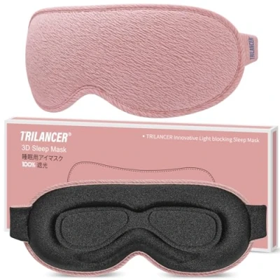 Afbeelding van Innovatief Slaapmasker Sleep Mask voor Mannen en Vrouwen, 100% Lichtblokkerend Ontwerp Oogmasker, Eye Mask, Nachtmasker, om te Slapen, een Dutje Doen, Mediteren, Reizen, In Het Vliegtuig (Roze)