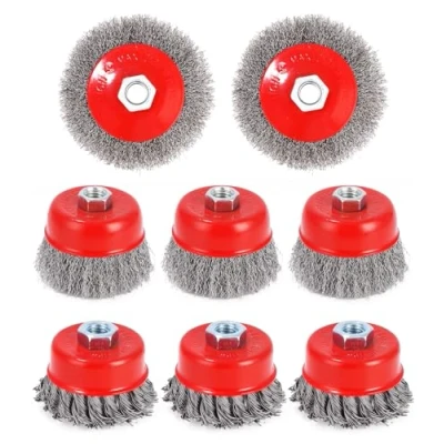 Afbeelding van 8 Stuks Draadborstels voor Haakse Slijper set,Twist Knoop Draad Borstel,75 mm en 100 mm,voor Met M14 Draad,Draadborstel Boormachine Polijsten,Slijpen,Ontroesten
