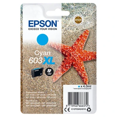 Afbeelding van Epson 603XL (C13T03A24010) Inktcartridge Cyaan Hoge capaciteit