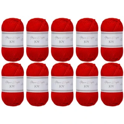 Afbeelding van Utopia Crafts JOY Uni brei en haakgaren, zacht, onderhoudsvriendelijk, 100% polyacryl, 10 x 50 g kluwen, 150 m (rood)