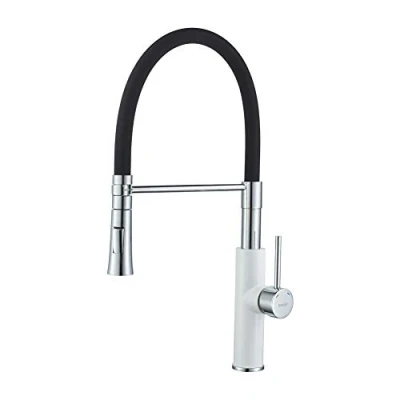 Afbeelding van Ibergrif M22115W 2 Keukenkraan, 360 Draaibare Met Handdouche en Flexibele Uitloop, Wit, Zwart