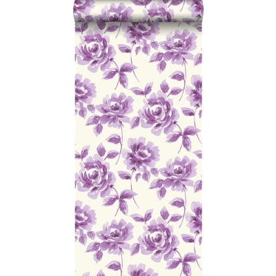 Afbeelding van Leen Bakker ESTAhome Behang Aquarel Geschilderde Rozen Paars 53cm X 10,05 M Vlies