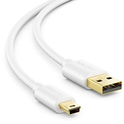 Afbeelding van deleyCON 0,5m Mini USB 2.0 High Speed Kabel Oplaadkabel Datakabel voor Mobiele Telefoons Smartphones Tablets Navigatiesystemen Microfoon A Stekker naar B Wit