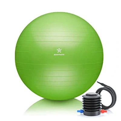 Afbeelding van Gymnastiekbal, zitbal, trainingsbal met gratis e book incl. luchtpomp, bal voor fitness, yoga, gymnastiek, core training, sterk tapijt als bureaustoel 85cm