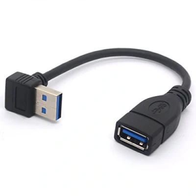 Afbeelding van OpenII Korte USB 3.0 verlengkabel, 90 graden omhoog gebogen Type A mannelijk naar vrouwelijk lood 5Gbps snelheidsverlengsnoer 15 cm (omhoog)