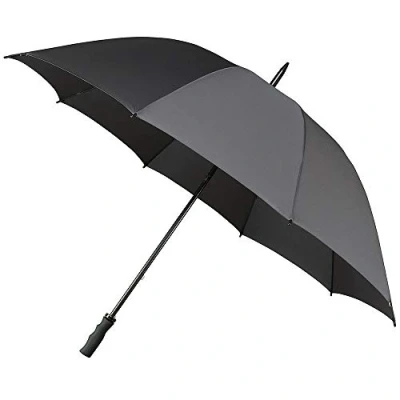 Afbeelding van Impliva Golf paraplu voor heren, handmatige opening, 8 stutten van glasvezel, onbreekbaar, extreem winddicht, brede bescherming met diameter 100 cm, grijs