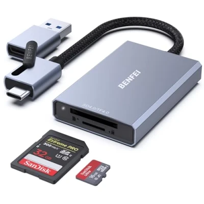Afbeelding van BENFEI SD 4.0 kaartlezer, USB C/USB A 2 in 1 geheugenkaartlezer, voor SDXC, SDHC, SD, MMC, RS Micro SDHC kaart, UHS II en I kaarten