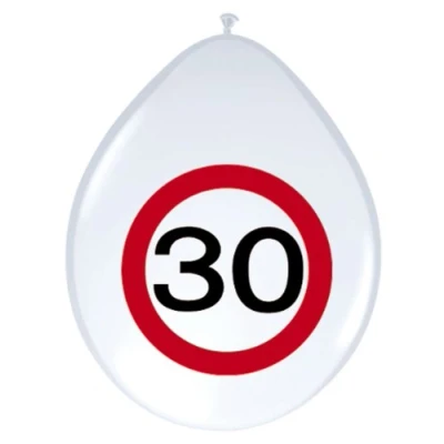 Afbeelding van Ballon 30 jaar Verkeersbord 8 stuks