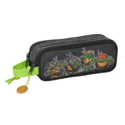 Afbeelding van Pennenetui met 2 vakken Teenage Mutant Ninja Turtles Zwart Grijs 21 x 8 6 cm
