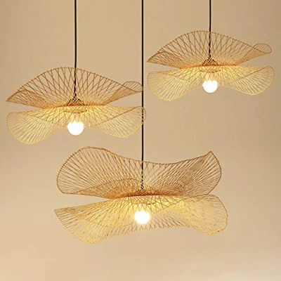 Afbeelding van Vintage Bamboe Geweven Hanglamp Land Lamp Handgeweven E27 Natuurlijke Eetkamer Woonkamer Gang Decoratieve Verlichting Plafondlamp,65cm