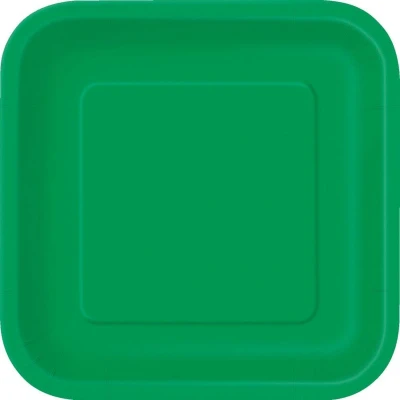 Afbeelding van Unique 31860EU Milieuvriendelijke Vierkante Papieren Borden 18 cm Smaragdgroene Kleur 16 Stuks (Pak van 1)
