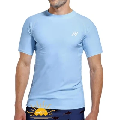 Afbeelding van MEETWEE Rash Guard Vest voor heren, lange mouwen/korte mouwen, uv bescherming, UPF 50+, sneldrogend, zwemmen, surfen, watersport