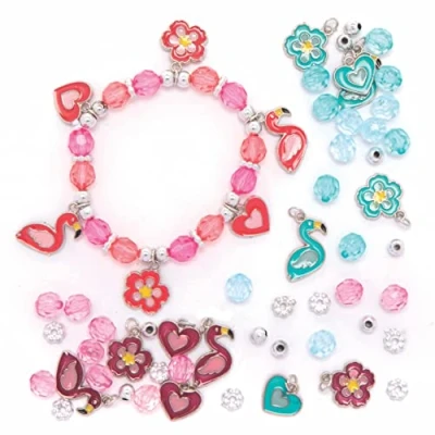 Afbeelding van Baker Ross FE142 Flamingo Bedelarmband sets pakket van 3, Perfect voor Kinderen om Sieraden te maken, Kralen Kunst activiteiten of Knutselfeestjes